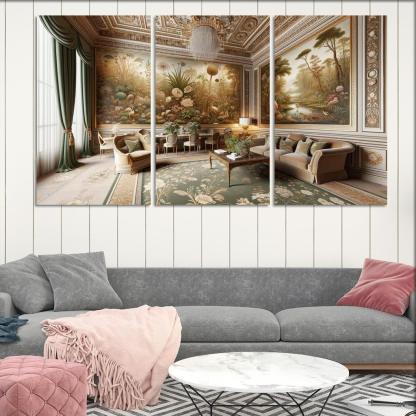 Vintage-Style Framed Botanical Prints 3 Piece HD Canvas Wall Art-Original Frame