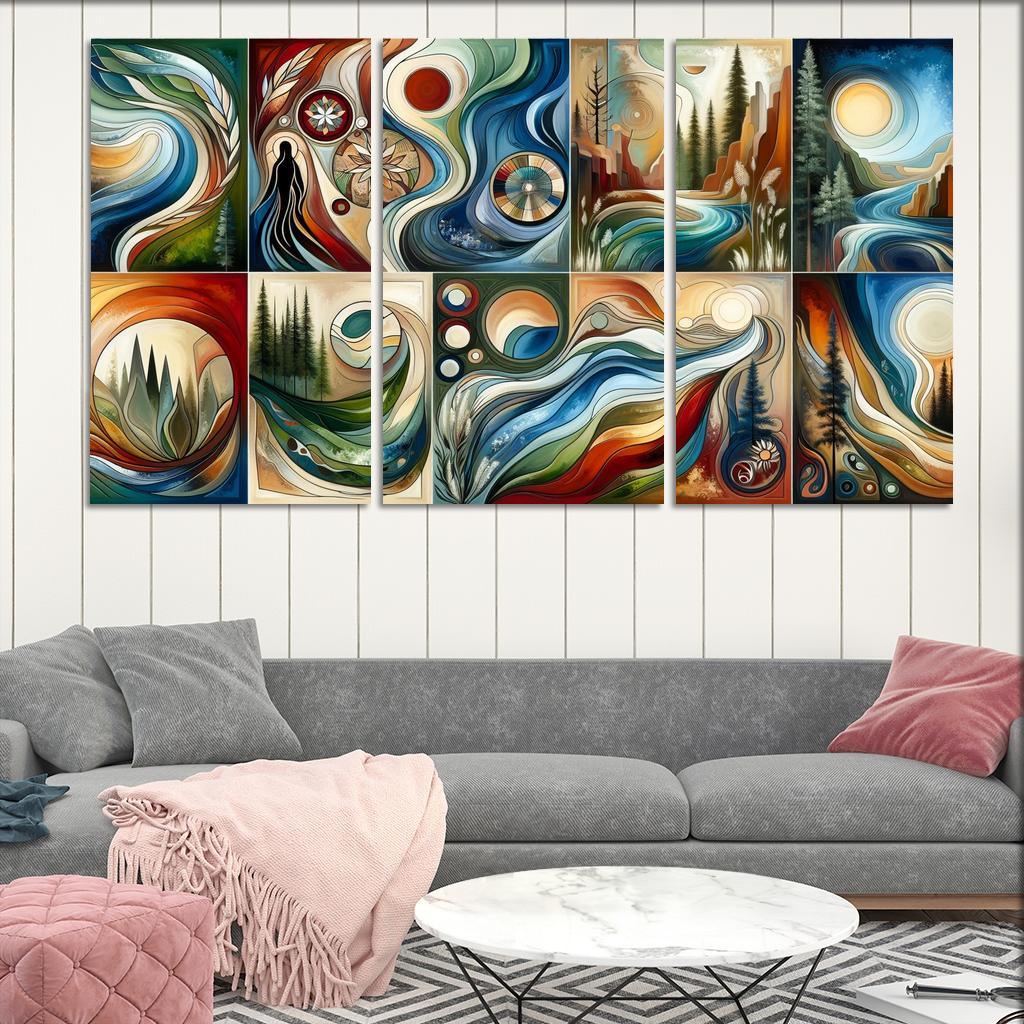 Voices Of The Past Indigenous Wisdom And Stewardship Multi-panel Paintings