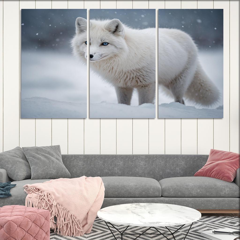 The Elegant Arctic Fox In Winter Framed Paintings