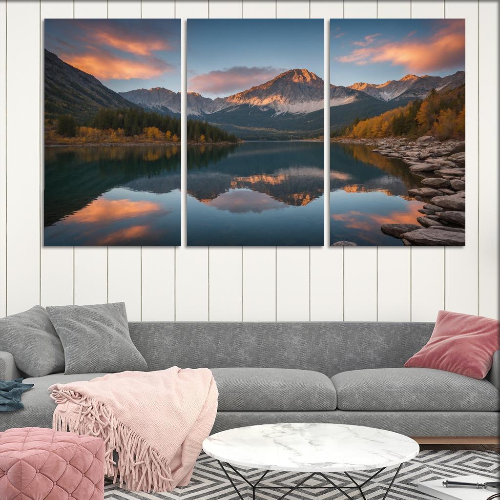 The Stillness Of Mirror Lakes Oil Paintings Frame