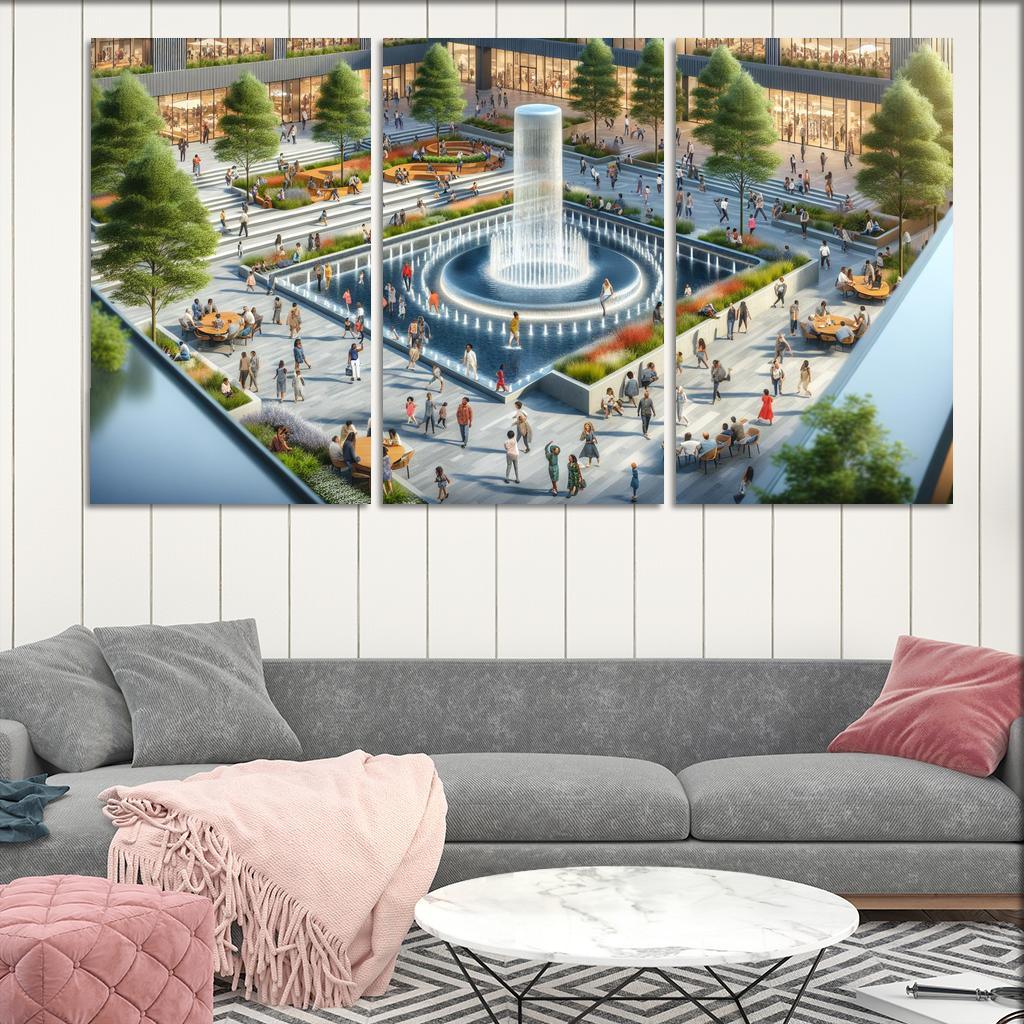 Dynamic Urban Water Features Custom Paintings Frame