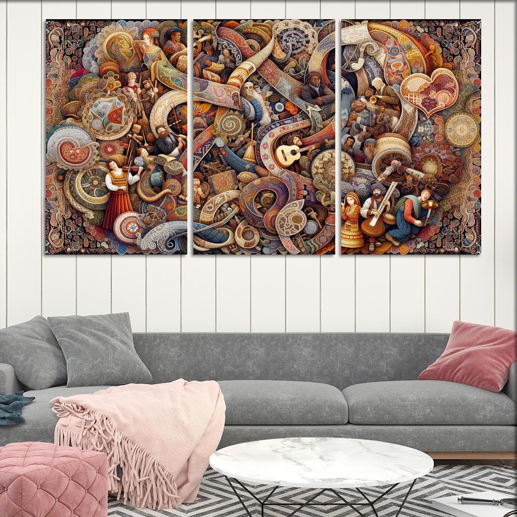 Threads Of Heritage Celebrating Cultural Diversity Multi-panel Paintings