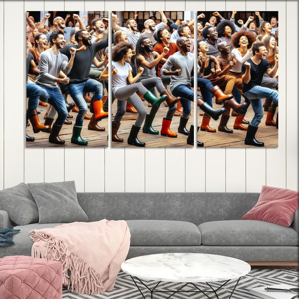 Gumboot Dance The Rhythmic Voice Of South Africa Modern Paintings Frame