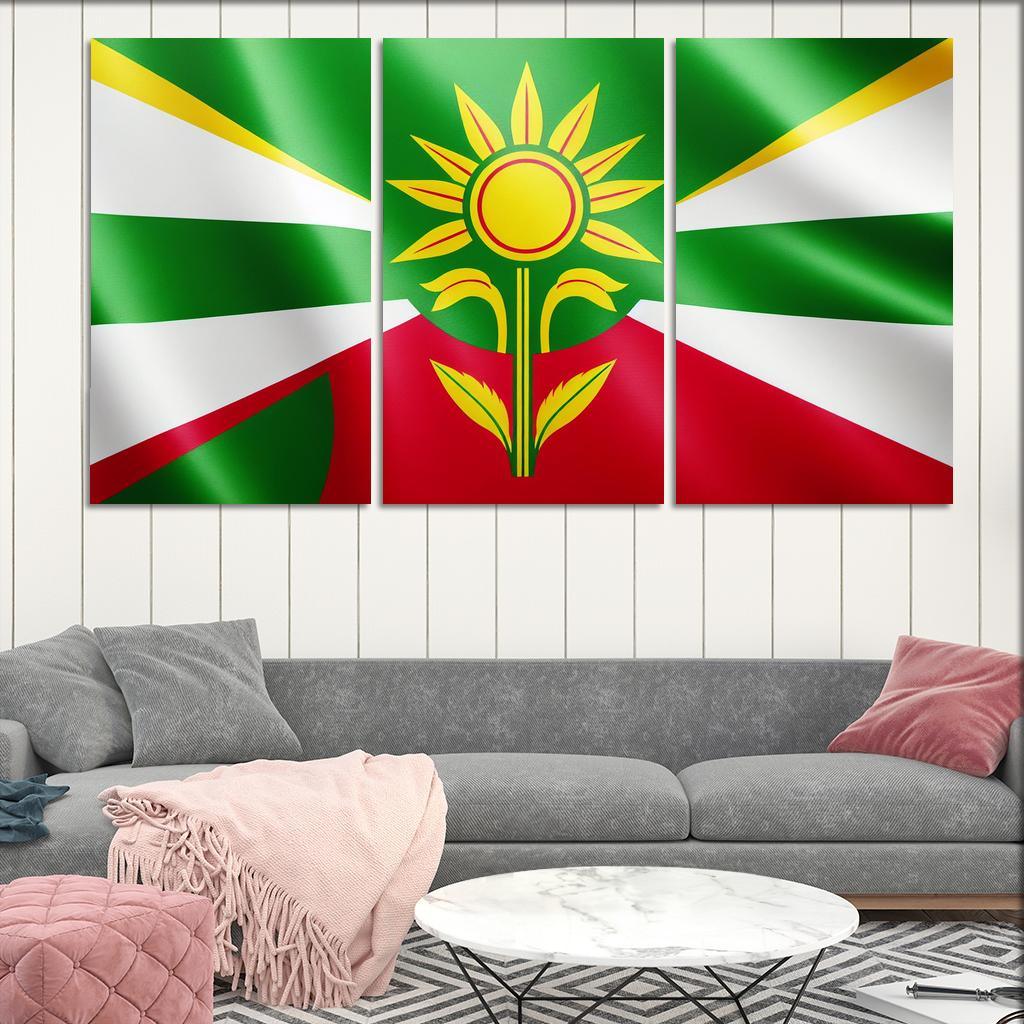 Emblem of Unity The Flag of Guyana 3 Piece HD Canvas Wall Art-Original Frame