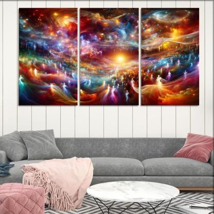 The Luminous Expanse 3 Piece HD Canvas Wall Art-Original Frame