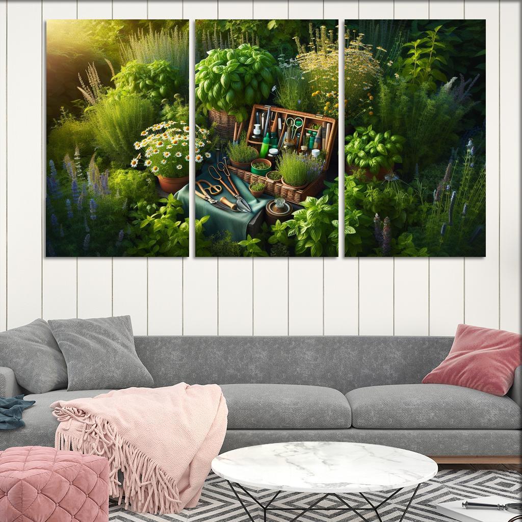 Herbalism Cultivate Your Healing Garden 3 Piece HD Canvas Wall Art-Original Frame