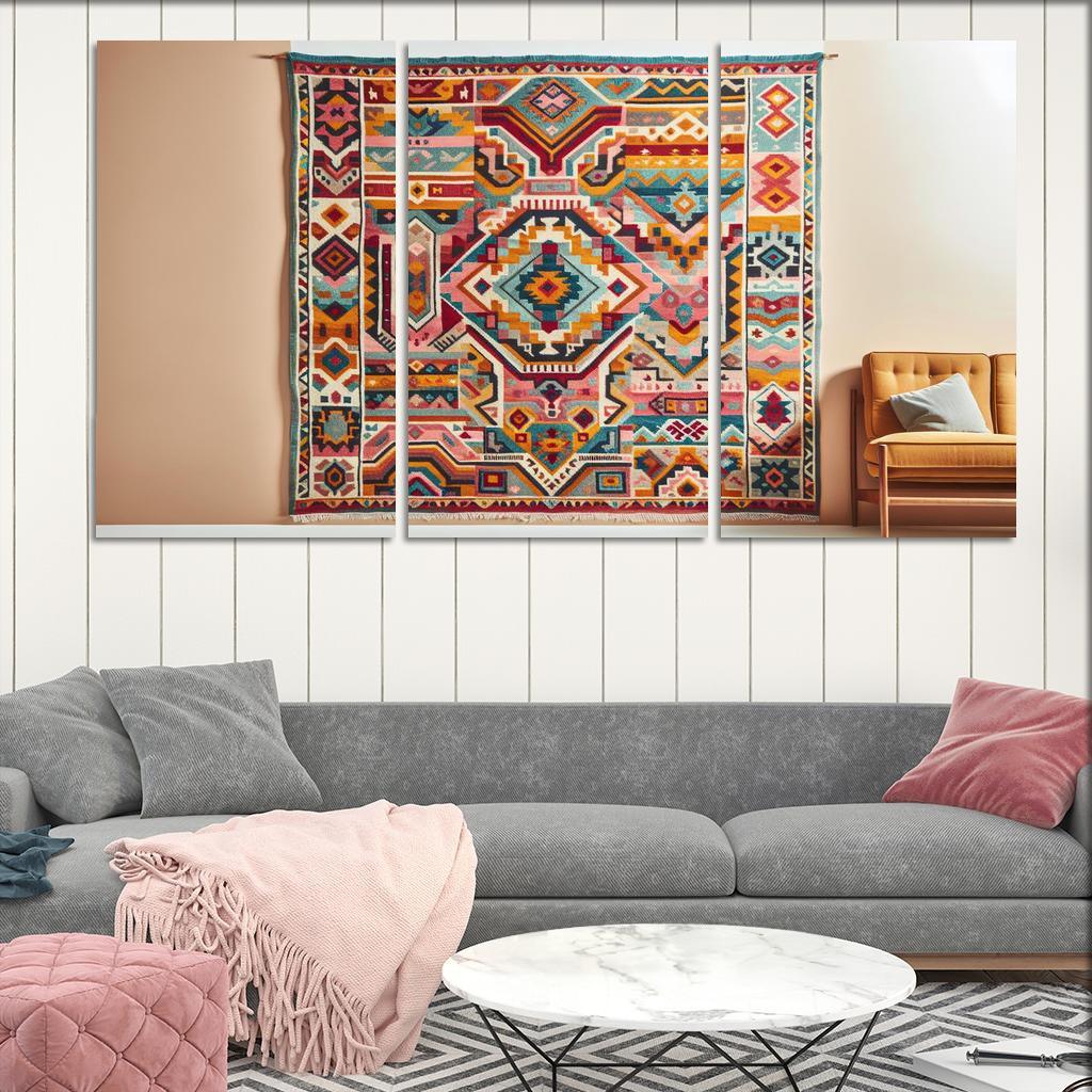 Bespoke Kilim Area Rug 3 Piece HD Canvas Wall Art-Original Frame