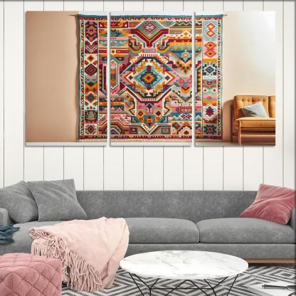 Bespoke Kilim Area Rug 3 Piece HD Canvas Wall Art-Original Frame