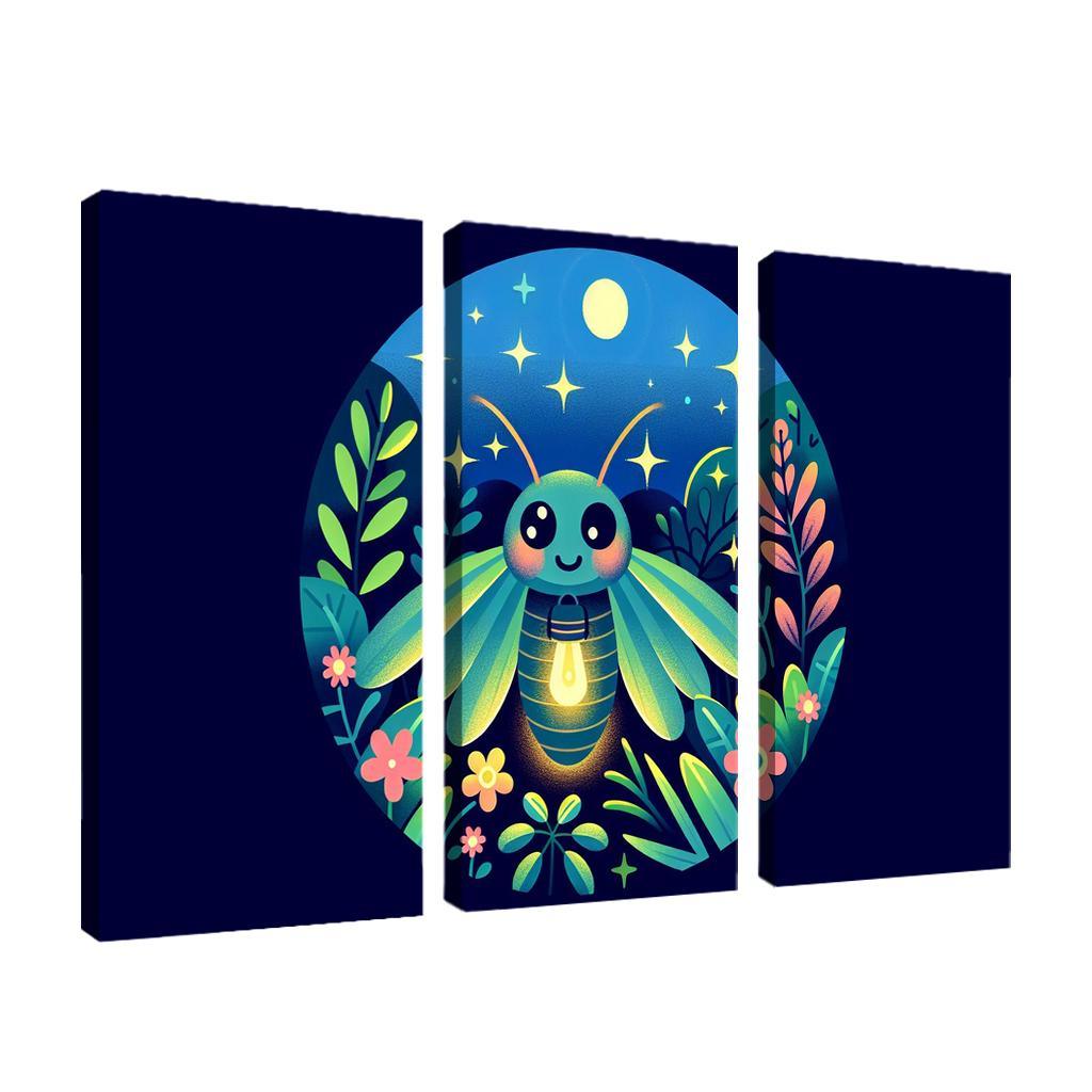 Friendly Firefly 3 Piece HD Canvas Wall Art-Original Frame
