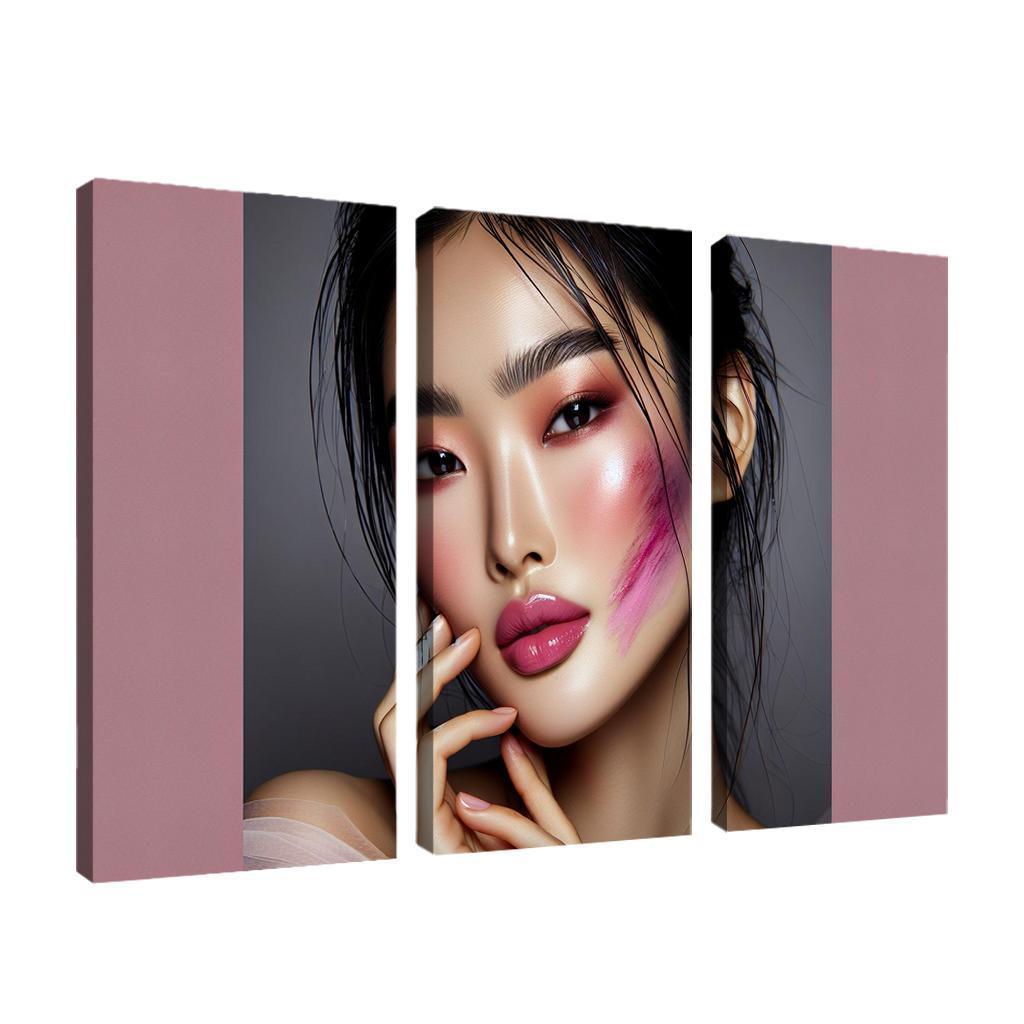 Monochrome Makeup Cohesive Looks 3 Piece HD Canvas Wall Art-Original Frame