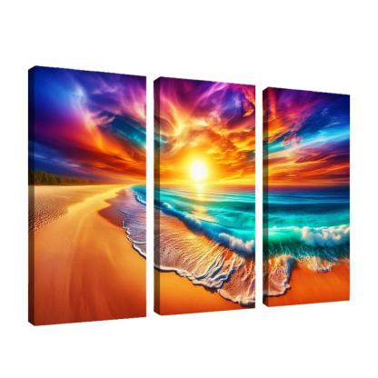 Golden Horizon Beach Modern Paintings Frame