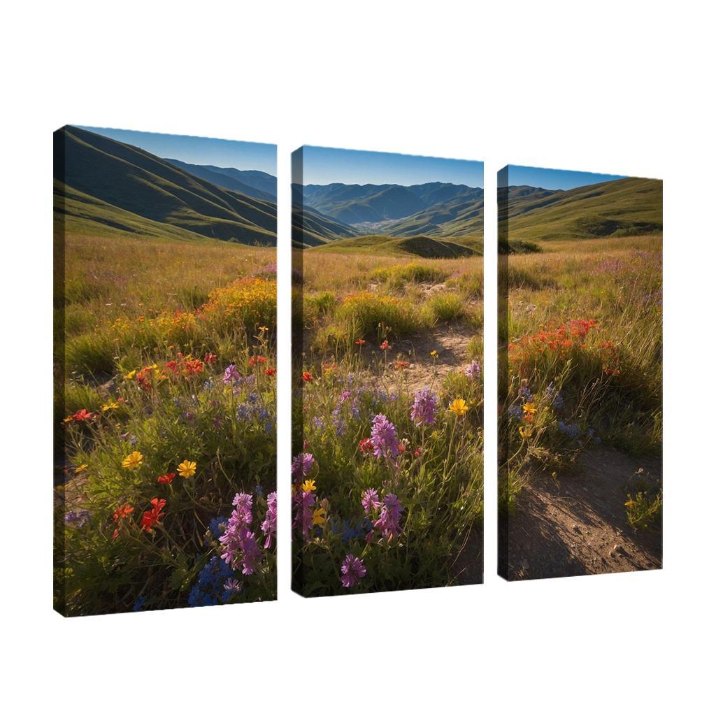 The Enchanted Valley Of Rainbow Blossoms Modern Paintings Frame