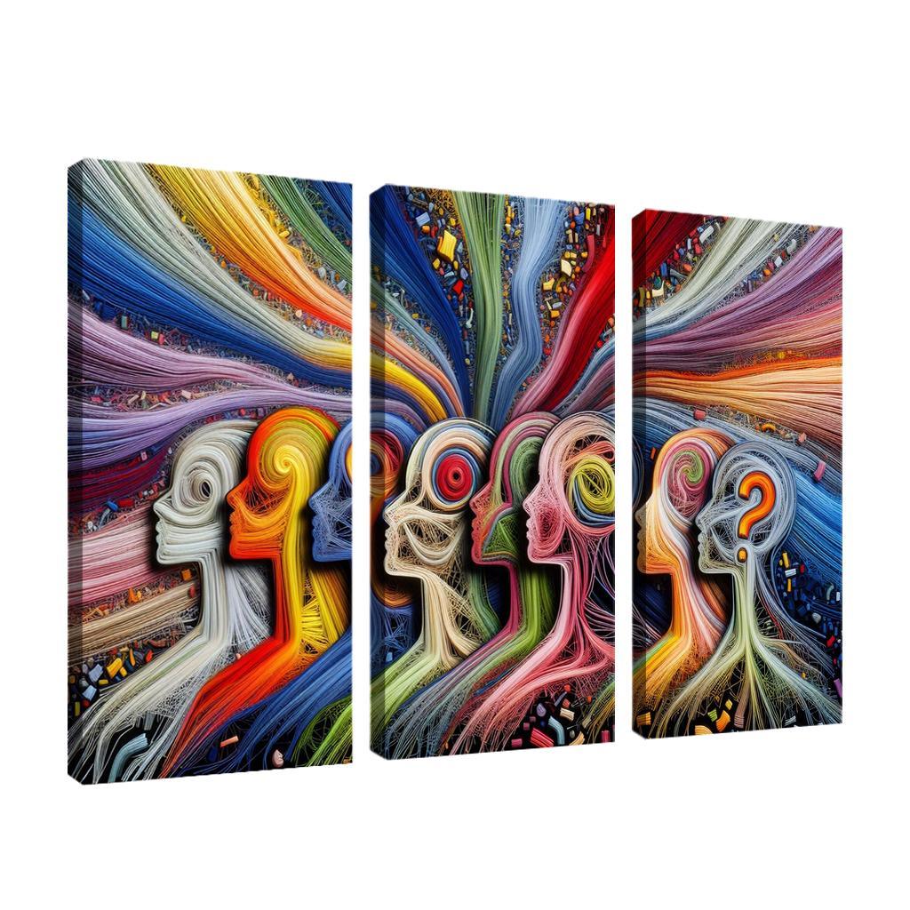 Threads of Resilience Art on Mental Health Awareness 3 Piece HD Canvas Wall Art-Original Frame