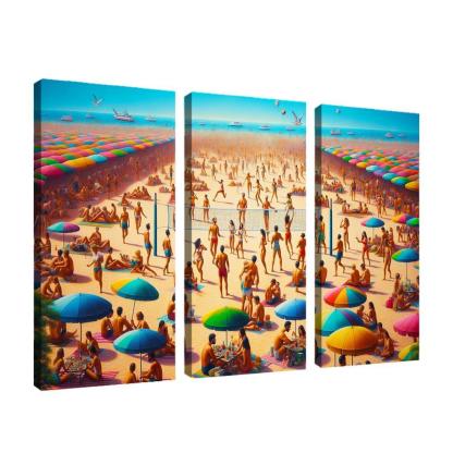 Sunny Retreat Vibrant Beach Life Abstract Paintings Frame