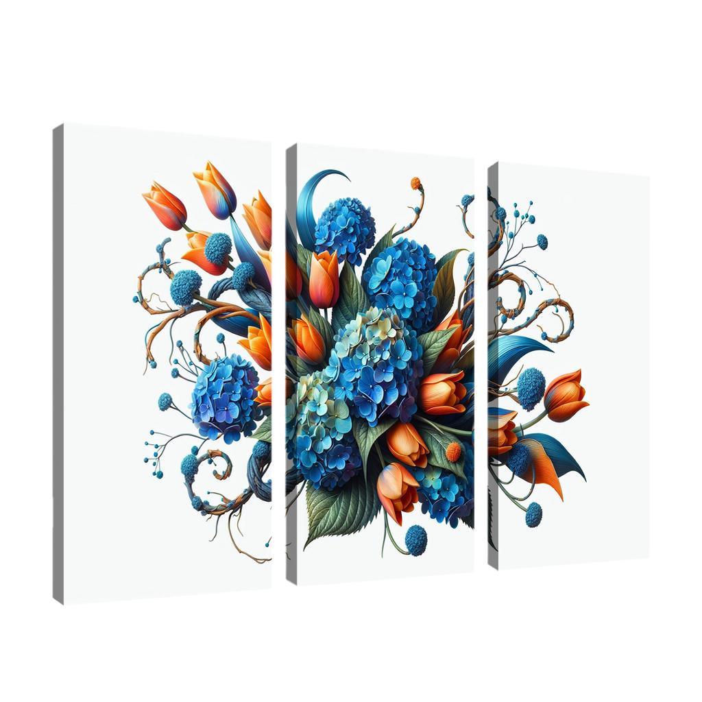 Sculpted Nature An Artistic Floral Installation 3 Piece HD Canvas Wall Art-Original Frame