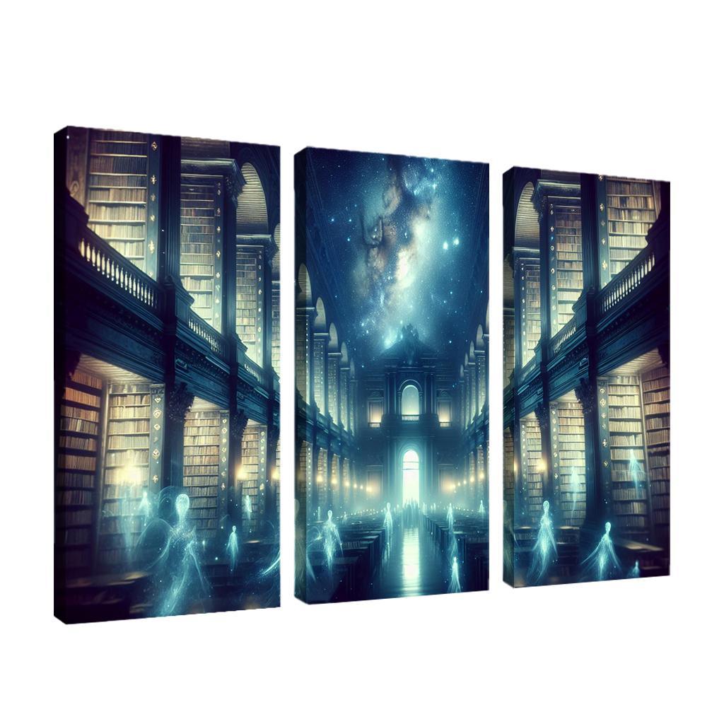 The Cosmic Library 3 Piece HD Canvas Wall Art-Original Frame