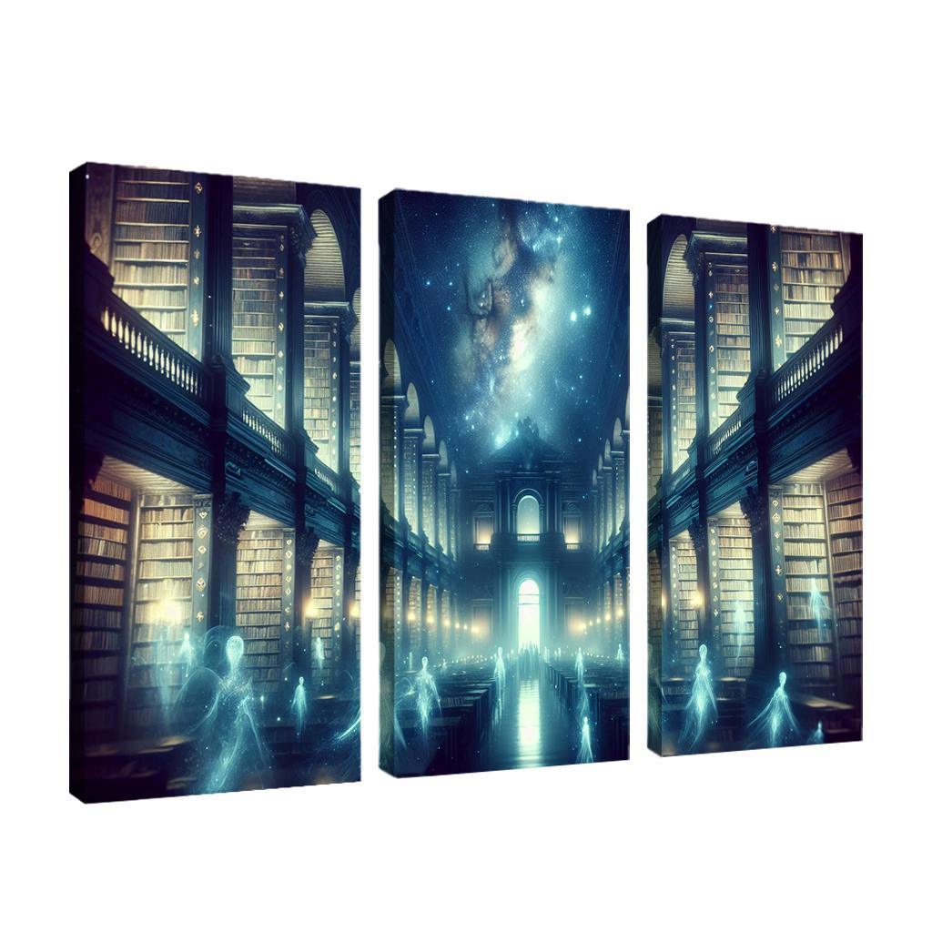 The Cosmic Library 3 Piece HD Canvas Wall Art-Original Frame