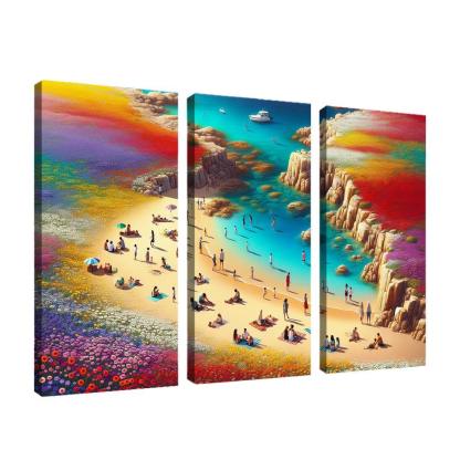 Coastal Wildflower Beach Modern Paintings Frame
