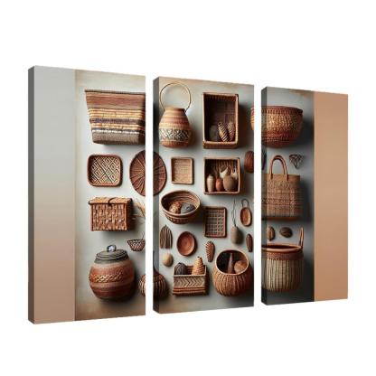 Artisan-Made Woven Baskets 3 Piece HD Canvas Wall Art-Original Frame