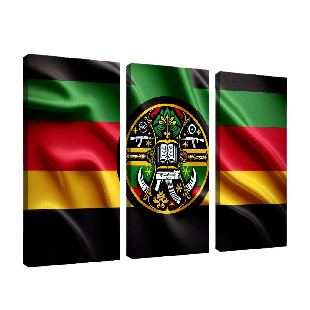 Symbol of Freedom The Flag of Mozambique 3 Piece HD Canvas Wall Art-Original Frame