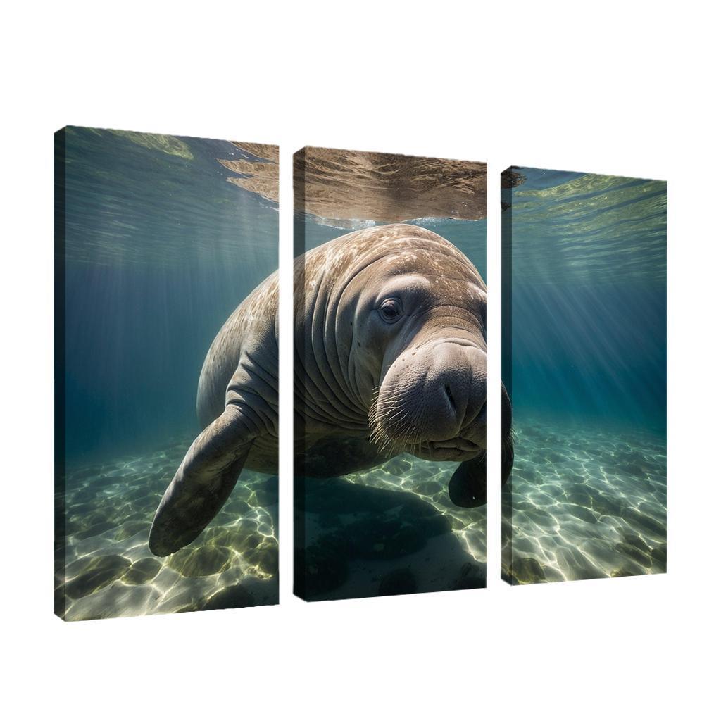 The Mysterious Manatee In Coastal Waters Framed Paintings
