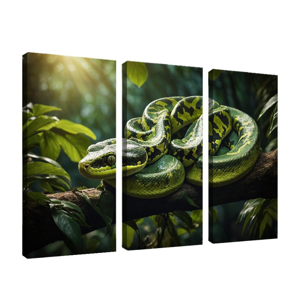 The Elegant Green Tree Python In A Tropical Setting Framed Paintings