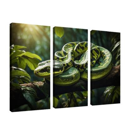 The Elegant Green Tree Python In A Tropical Setting Framed Paintings