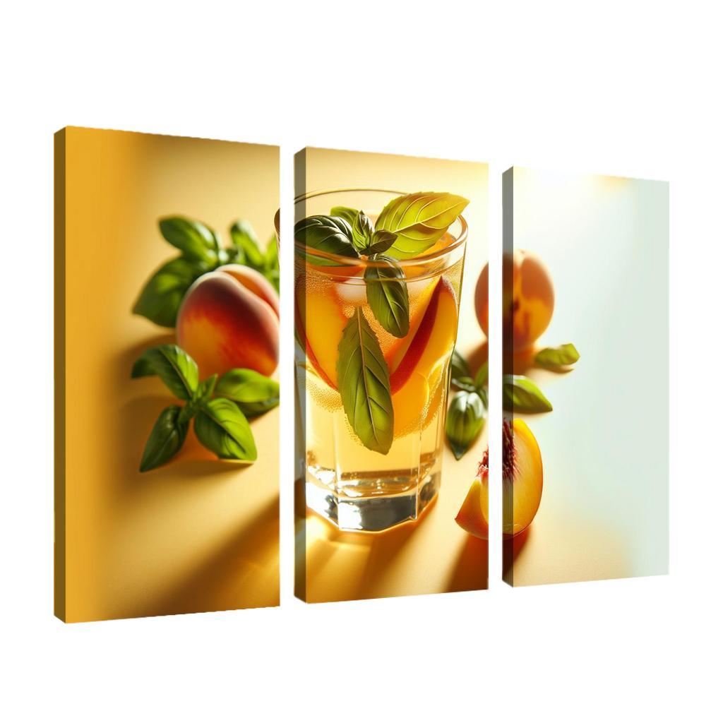 Peach Basil Infused Lemonade 3 Piece HD Canvas Wall Art-Original Frame
