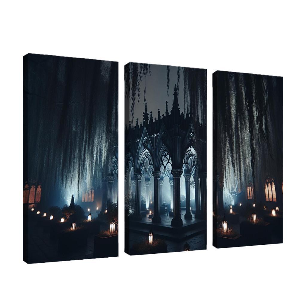 The Shadowed Pavilion A Gathering of Spirits 3 Piece HD Canvas Wall Art-Original Frame