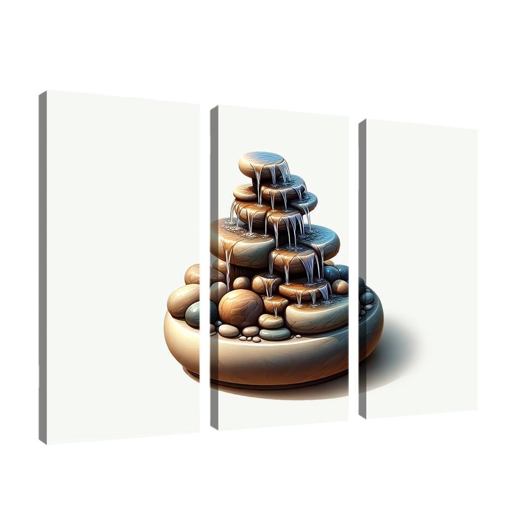 Cascading Waterfall Table Fountain 3 Piece HD Canvas Wall Art-Original Frame