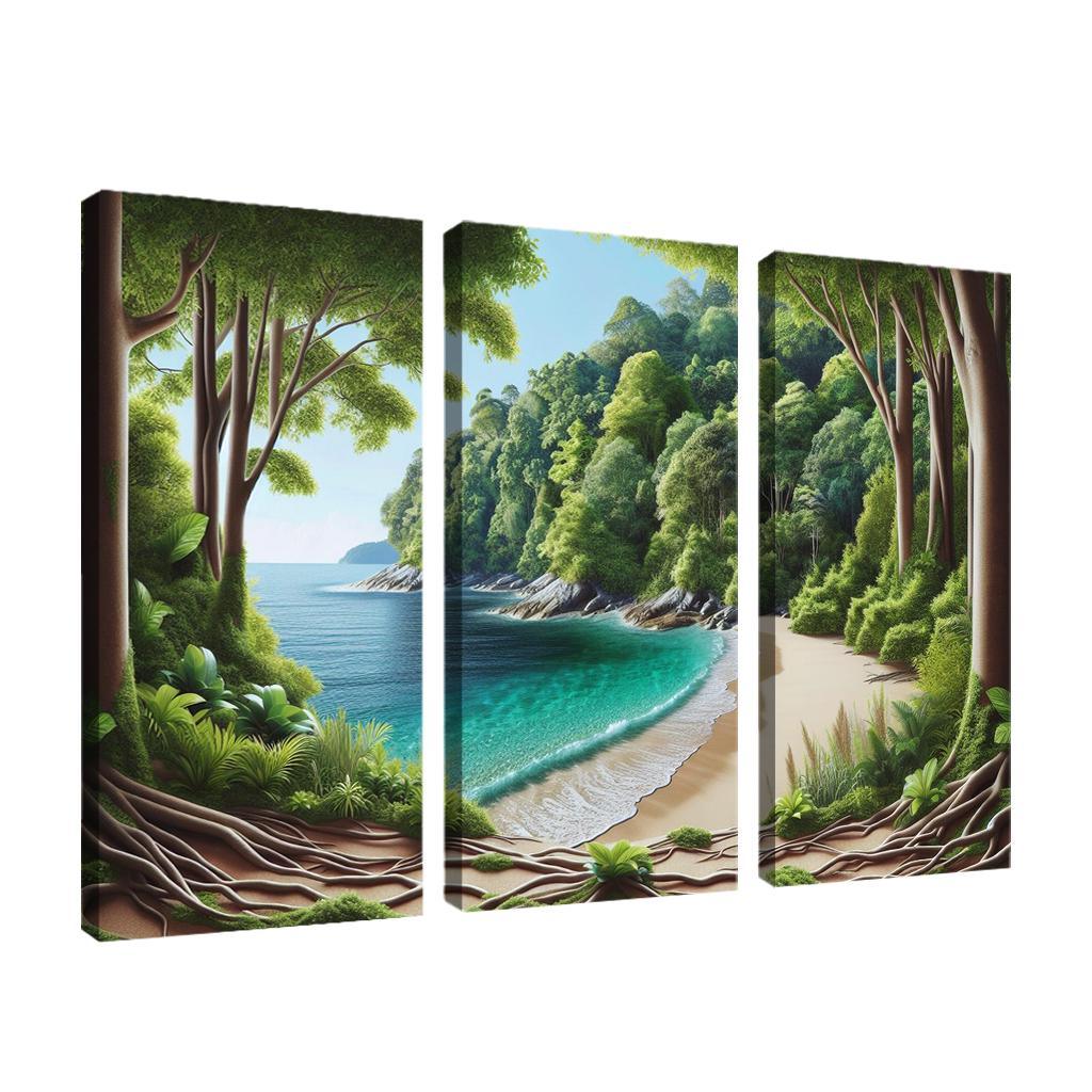 Lush Green Cove Nature's Oasis Modern Paintings Frame
