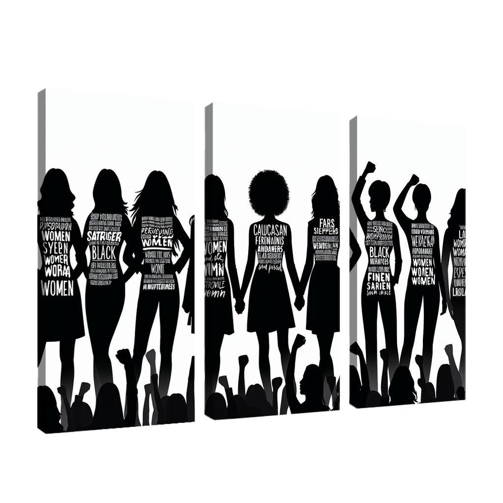 Voices of Change Empowering Women through Art 3 Piece HD Canvas Wall Art-Original Frame