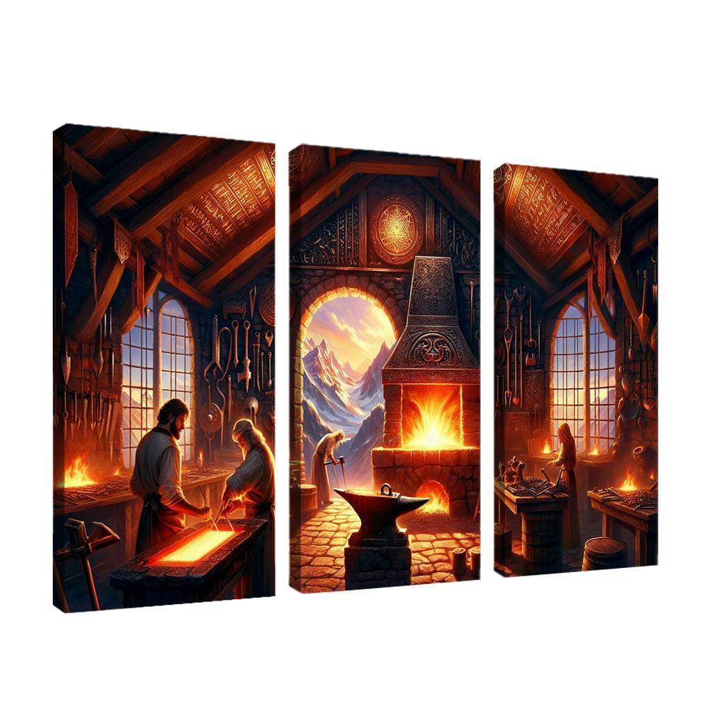 The Arcane Forge 3 Piece HD Canvas Wall Art-Original Frame