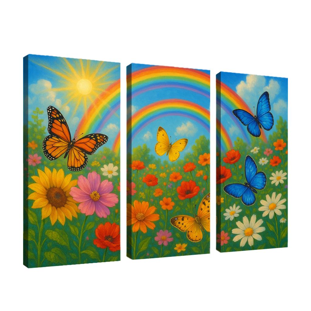 Rainbow Garden - Magical Nature Scene Framed Paintings