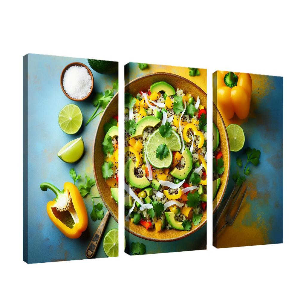 Coconut Lime Quinoa Salad 3 Piece HD Canvas Wall Art-Original Frame