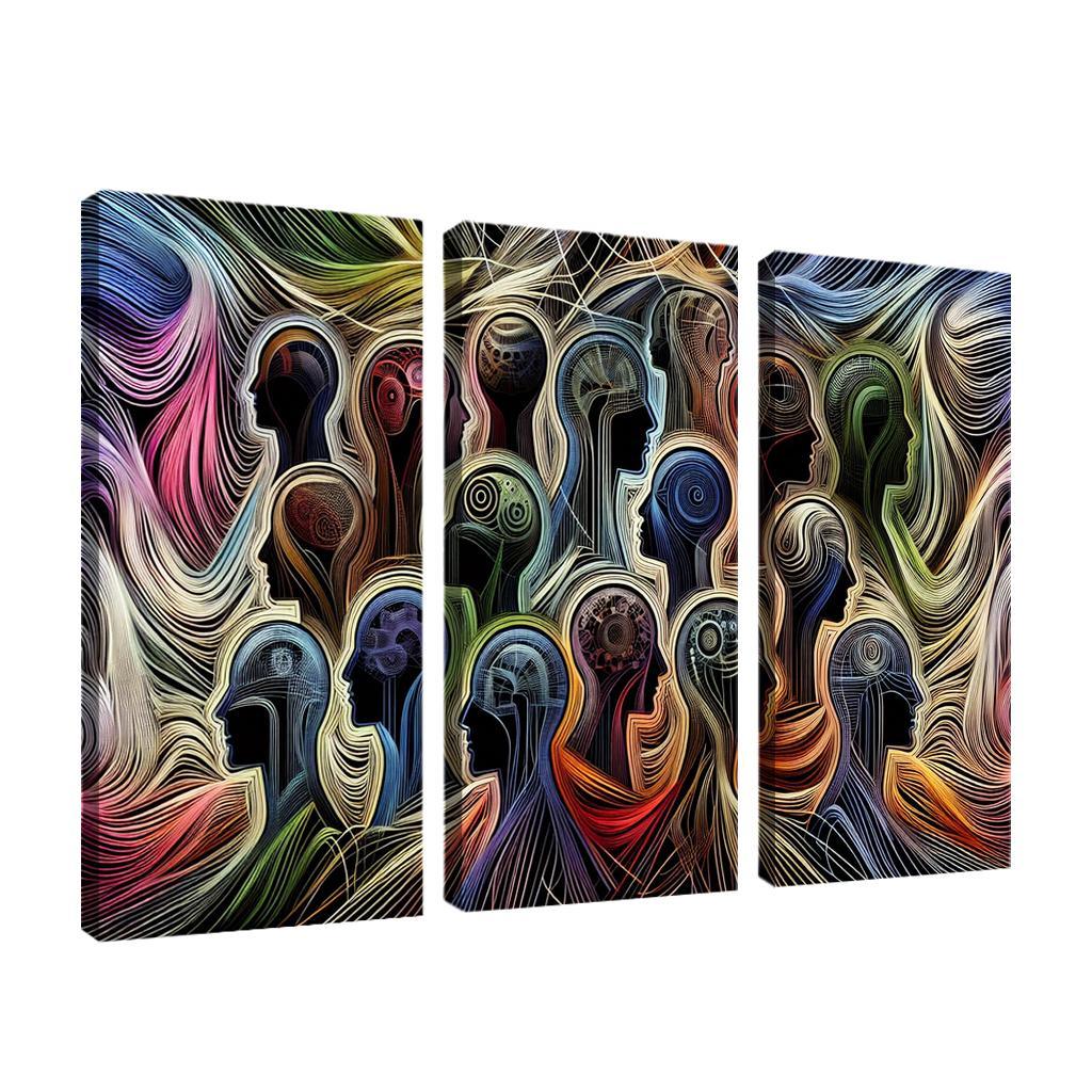 Threads of Resilience Art on Mental Health Awareness 3 Piece HD Canvas Wall Art-Original Frame