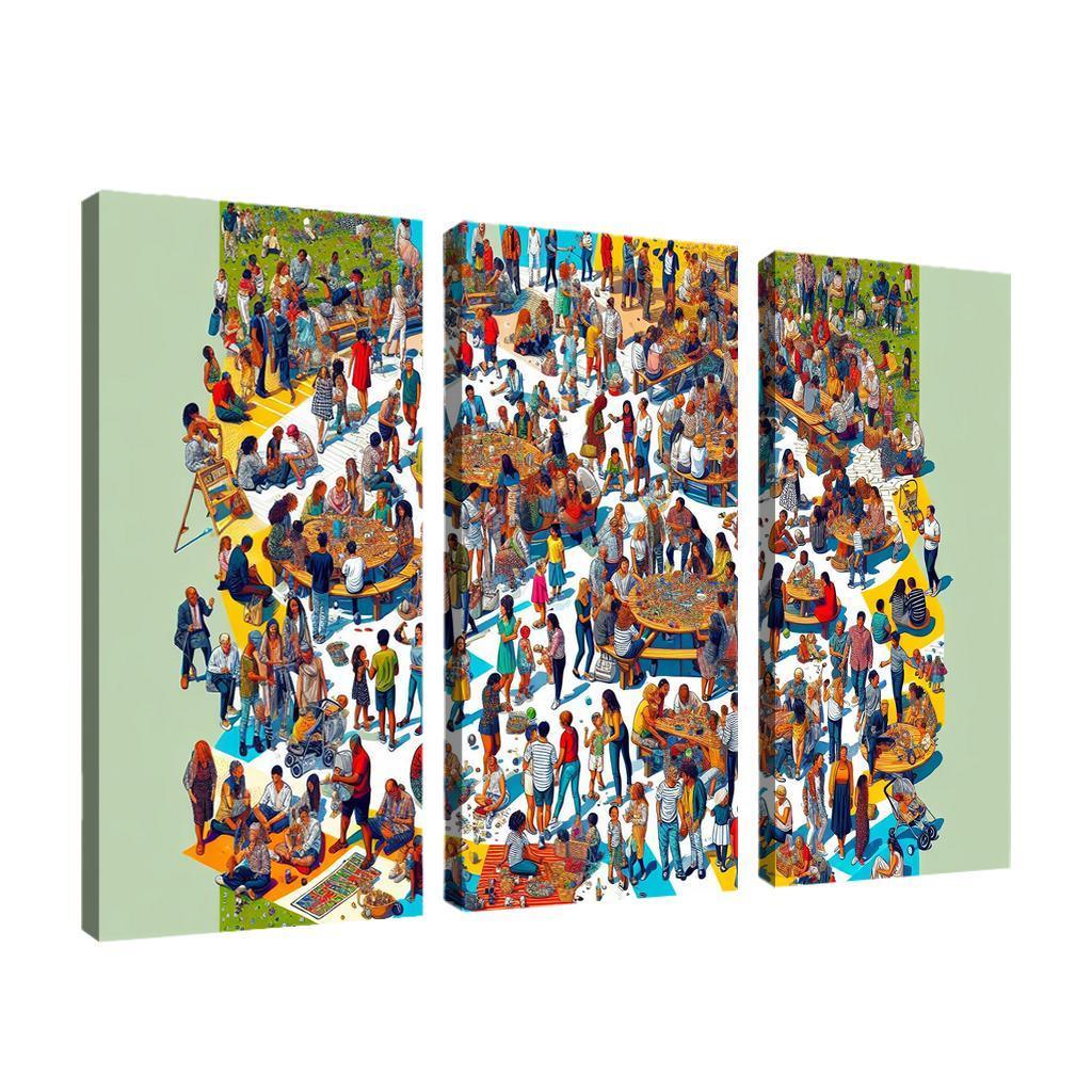 Shared Spaces Celebrating Community And Togetherness Multi-panel Paintings