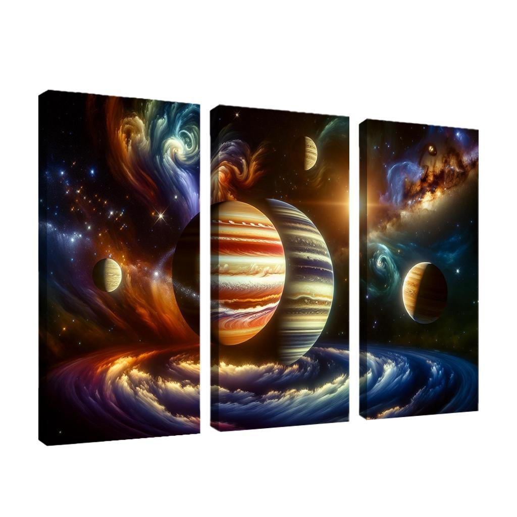 The Dance of Gas Giants in Exoplanetary Systems 3 Piece HD Canvas Wall Art-Original Frame