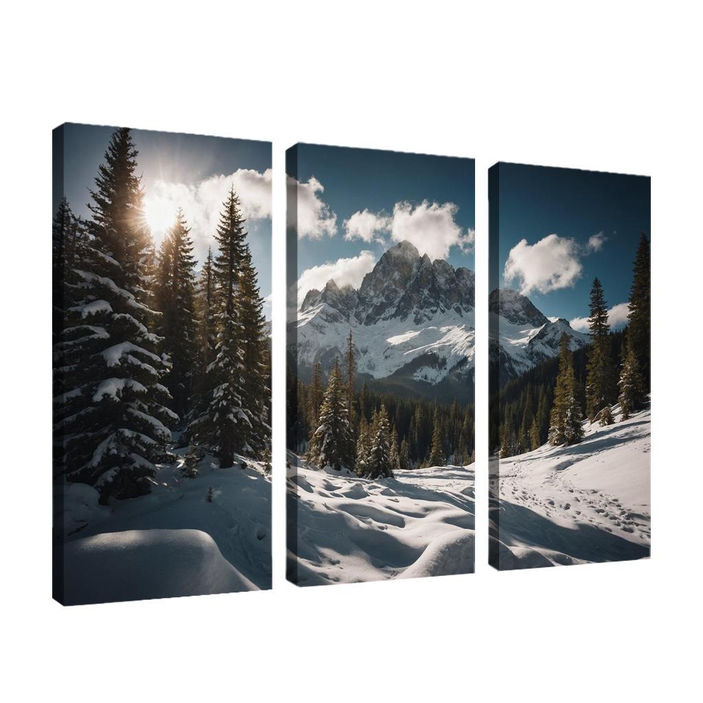 The Serene Peaks Of Snowy Mountain Range Multi-panel Paintings