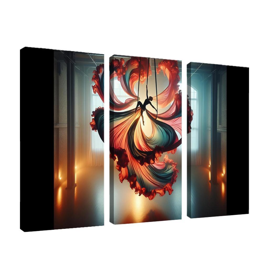 Aerial Silks Dance in the Air 3 Piece HD Canvas Wall Art-Original Frame