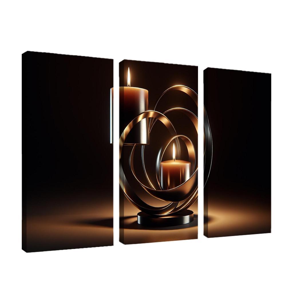 Sculptural Metal Candle Holders 3 Piece HD Canvas Wall Art-Original Frame