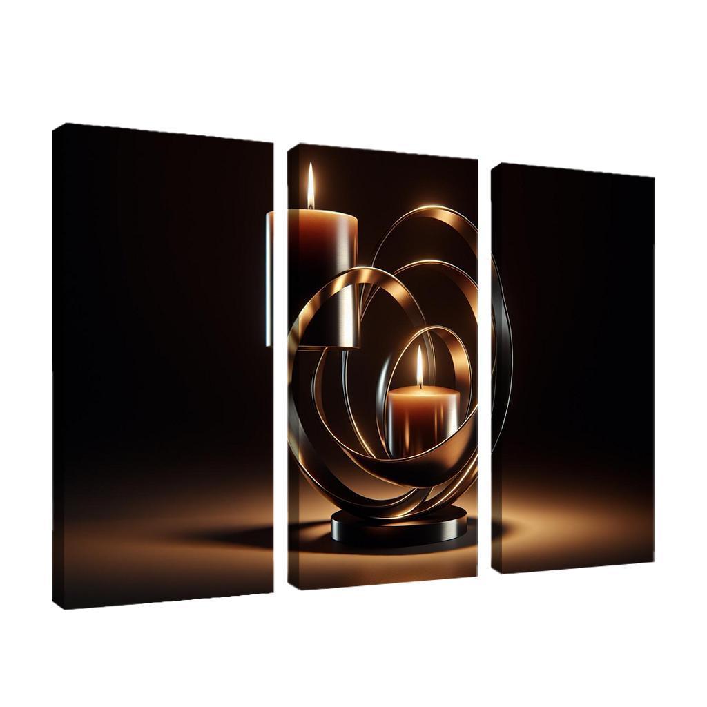 Sculptural Metal Candle Holders 3 Piece HD Canvas Wall Art-Original Frame
