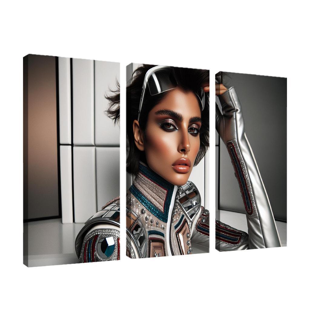 Retro Futurism Fashioning the Future 3 Piece HD Canvas Wall Art-Original Frame