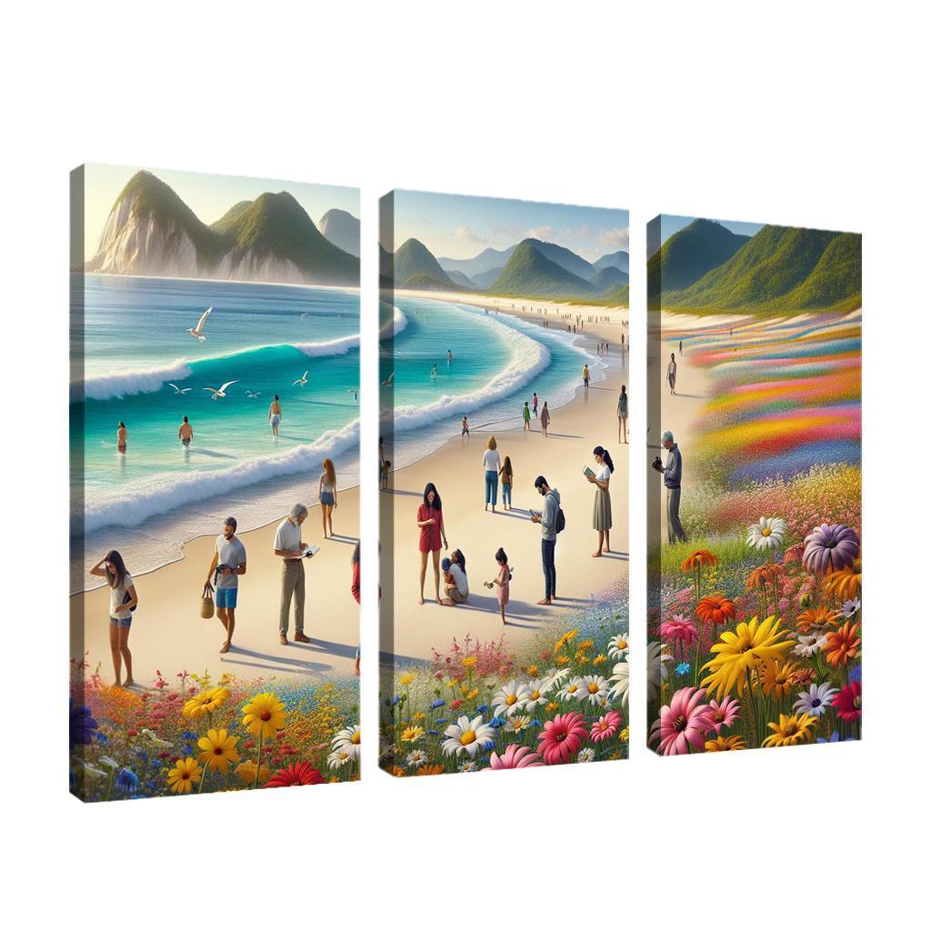 Wildflower Bay Nature's Blooming Beach Canvas Paintings Frame