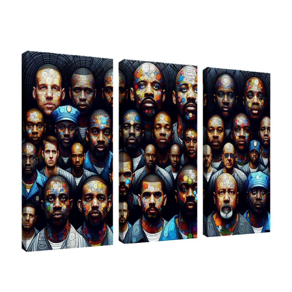 Echoes of Silence The Plight of the Incarcerated 3 Piece HD Canvas Wall Art-Original Frame