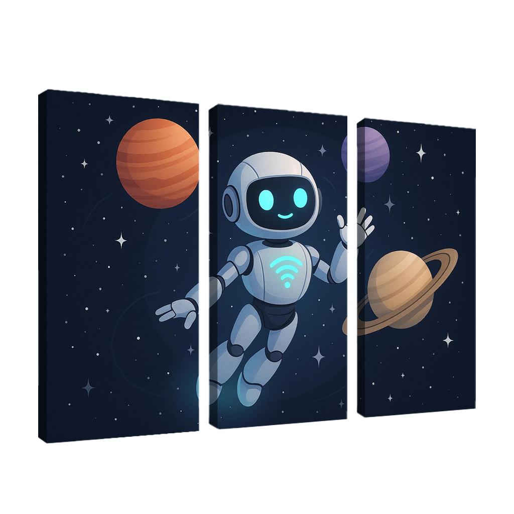 Space Robot - Interstellar Companion Framed Paintings