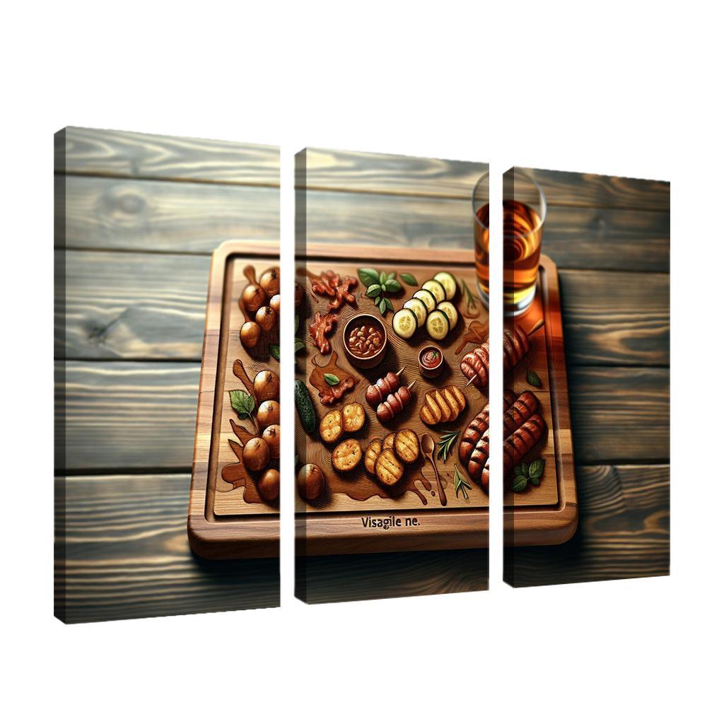 Artisan Wood Serving Board 3 Piece HD Canvas Wall Art-Original Frame