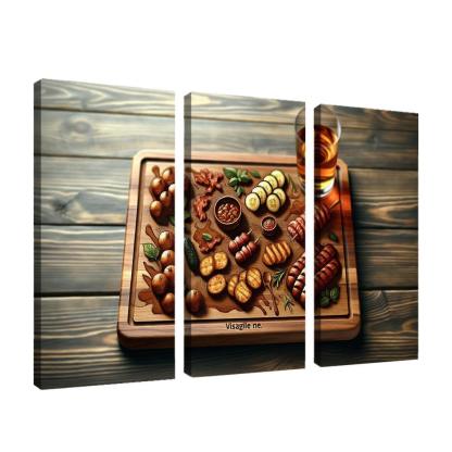 Artisan Wood Serving Board 3 Piece HD Canvas Wall Art-Original Frame
