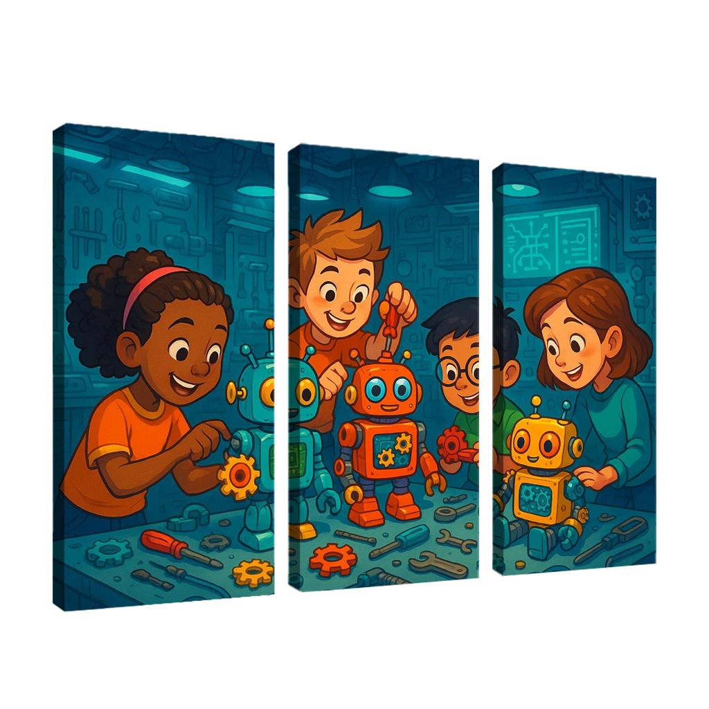 Robot Builders - Stem Creativity Panel Framed Paintings