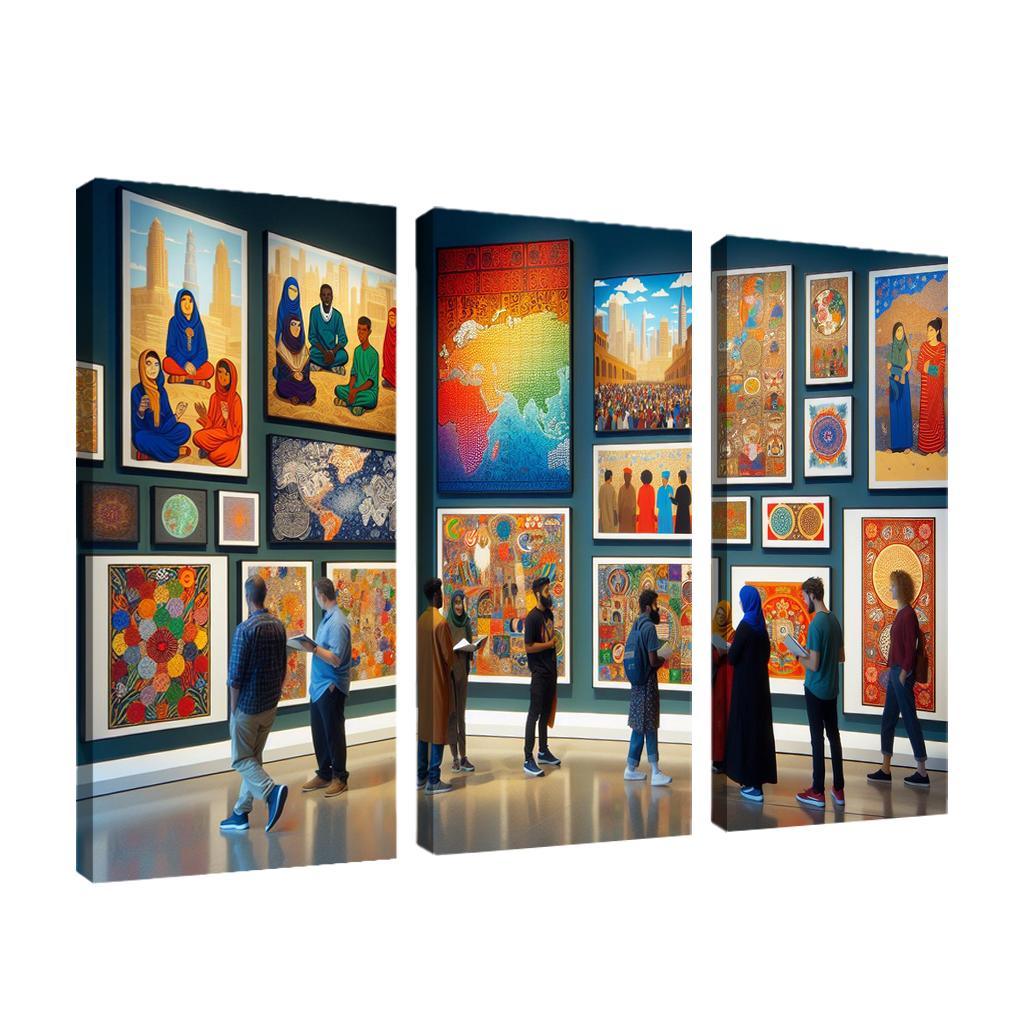 Bridging Cultures Artistic Exploration Of Global Heritage Multi-panel Paintings